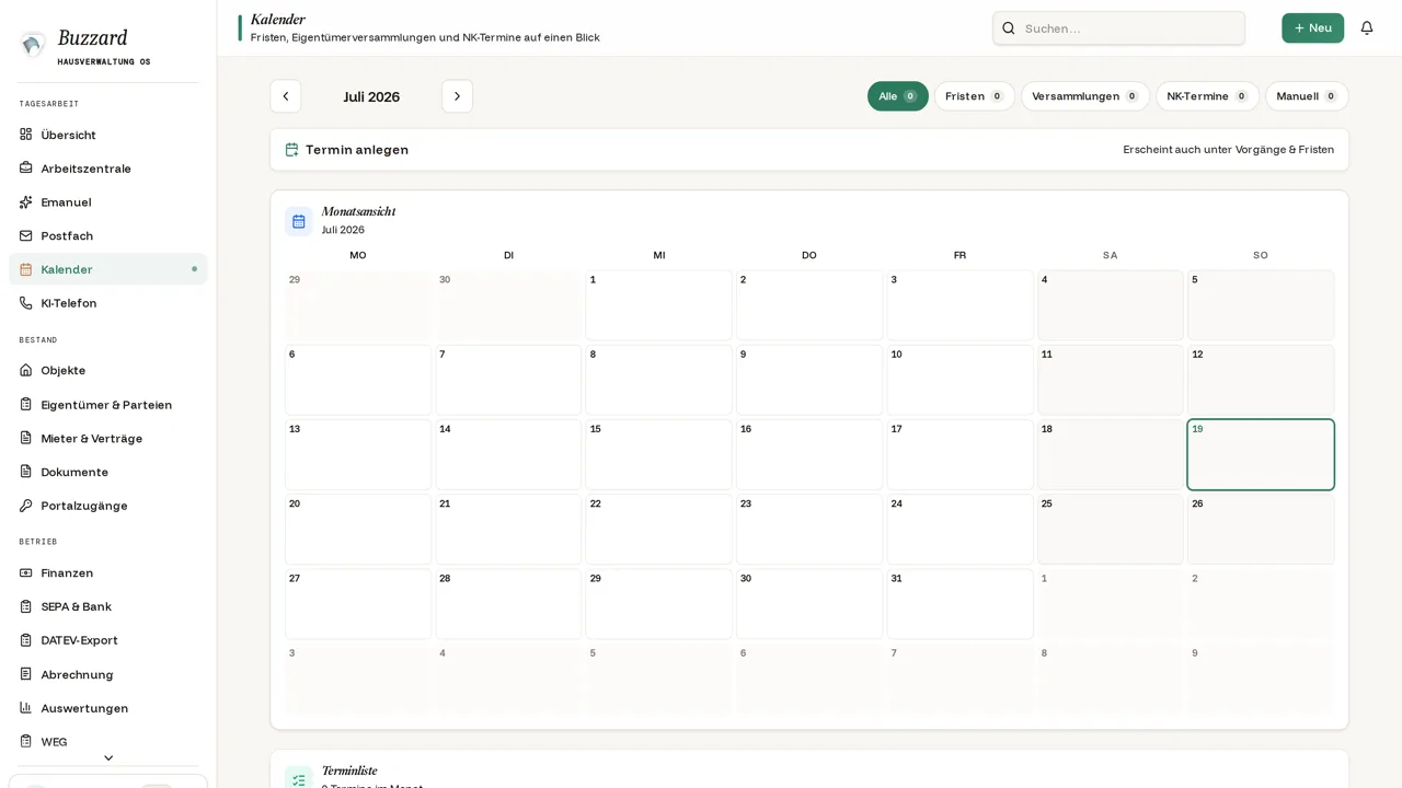 Fristen-Kalender in Buzzard